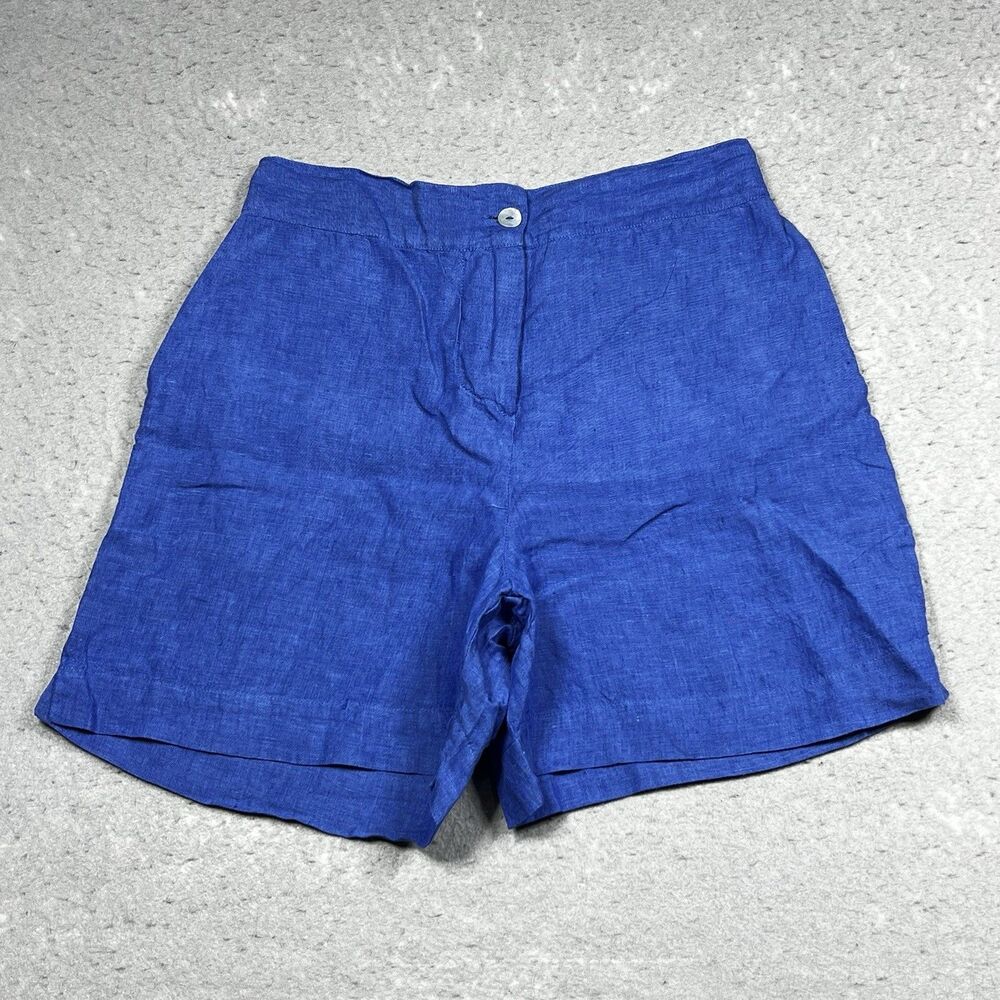 Blue Positano Shorts Women’s Size Medium Blue Linen Pockets Italy Summer
